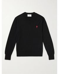 Ami Paris - Adc Logo-Embroidered Merino Wool Sweater - Lyst