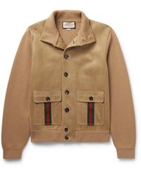 Gucci - Webbing-trimmed Suede And Wool Jacket - Lyst