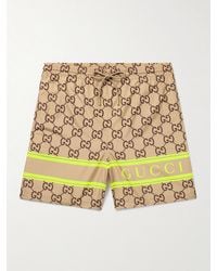 Gucci - Gerade geschnittene lange Badeshorts mit Logoprint - Lyst