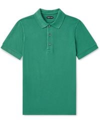 Tom Ford - Slim-fit Lyocell And Cotton-blend Piqué Polo Shirt - Lyst