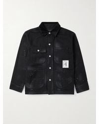 Neighborhood - Corduroy-trimmed Paint-splattered Denim Jacket - Lyst
