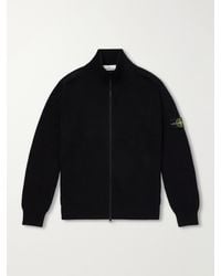 Stone Island - Ribbed Organic Cotton Zip-Up Sweater - Lyst