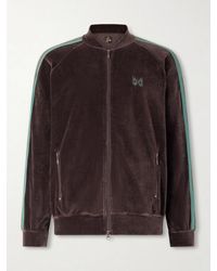 Needles - Logo-Embroidered Striped Cotton-Blend Velour Track Jacket - Lyst