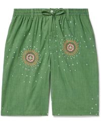 Kardo - Straight-leg Embroidered Cotton Drawstring Shorts - Lyst
