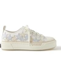 Amiri - Stars Court Leather And Rubber-trimmed Appliquéd Canvas Sneakers - Lyst