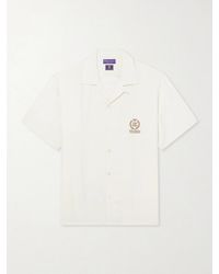 Ralph Lauren - Wimbledon Camp-Collar Embroidered Silk And Linen-Blend Shirt - Lyst
