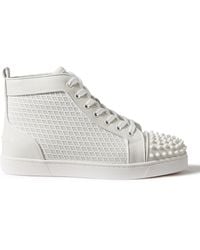 Christian Louboutin - Lou Spikes Orlato Studded Leather And Mesh High-top Sneakers - Lyst