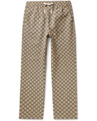 Gucci - Straight-leg Logo-jacquard Cotton-blend Drawstring Trousers - Lyst