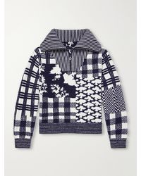 Loewe - Checked Wool-blend Half-zip Sweater - Lyst