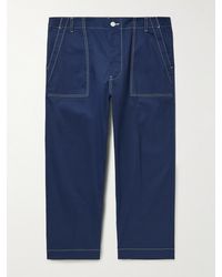 Moncler - Straight-leg Logo-appliquéd Cotton-blend Twill Trousers - Lyst