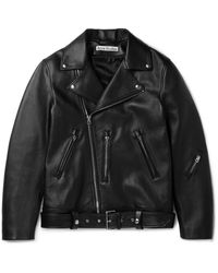 Acne Studios Nate Belted Leather Biker Jacket - Black
