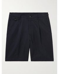 Dunhill - Straight-leg Pleated Cotton And Linen-blend Twill Bermuda Shorts - Lyst