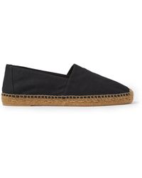 Mens Shoes Slip-on shoes Espadrille shoes and sandals Saint Laurent Leather Espadrilles With Logo Woman in Black for Men 