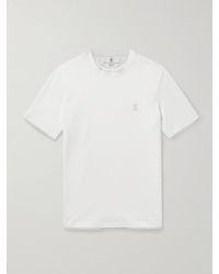 Brunello Cucinelli - Slim-fit Layered Logo-embroidered Cotton-jersey T-shirt - Lyst
