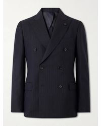 Lardini - Double-Breasted Pintriped Wool Suit Jacket - Lyst