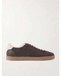Brunello Cucinelli - Coda Di Rondine Leather-trimmed Waxed-suede Sneakers - Lyst
