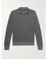 Loro Piana - Slim-Fit Ribbed Silk, Cashmere And Linen-Blend Half-Zip Sweater - Lyst