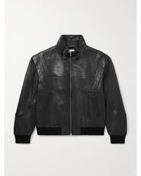 Saint Laurent - Teddy Panelled Full-grain Leather Blouson Jacket - Lyst