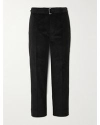 Officine Generale - Hoche Belted Straight-Leg Cotton-Blend Corduroy Trousers - Lyst