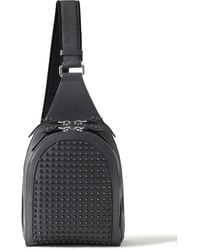 Christian Louboutin - Loubifunk Spiked Rubber-trimmed Full-grain Leather Sling Backpack - Lyst