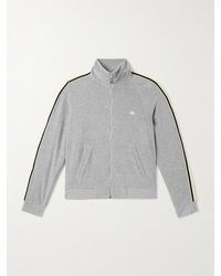 Celine - Schmal geschnittene Trainingsjacke aus Velours aus einer Baumwollmischung mit Webband und Logostickerei - Lyst