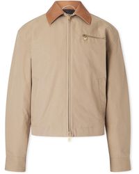 Versace - Leather-Trimmed Padded Cotton-Canvas Blouson Jacket - Lyst