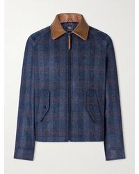 Golden Bear - Dunbar Harris Leather-Trimmed Checked Wool Jacket - Lyst