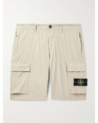Stone Island - Shorts cargo a gamba dritta in tela di misto cotone con logo applicato - Lyst