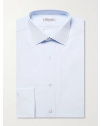 Charvet - Camicia slim-fit in popeline di cotone azzurro con doppio polsino - Lyst