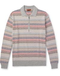 Missoni - Striped Cotton-Blend Jacquard Half-Zip Polo Shirt - Lyst