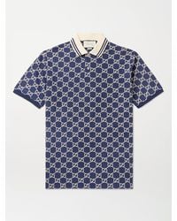 Gucci - Poloshirt Aus Stretch-Baumwolle Mit GG Motiv - Lyst