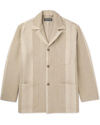 Monitaly - Convertible-collar Striped Linen And Cotton-blend Jacket - Lyst