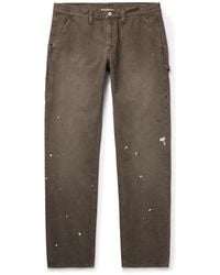 John Elliott - Straight-Leg Distressed Paint-Splattered Cotton-Canvas Trousers - Lyst