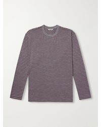 AURALEE - Striped Wool-Jersey T-Shirt - Lyst