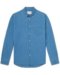 Folk - Anniversary Button-Down Collar Linen And Cotton-Blend Chambray Shirt - Lyst