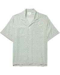 Rhude - Camp-collar Logo-embroidered Printed Silk-twill Shirt - Lyst