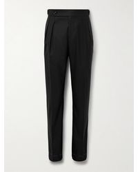 Brunello Cucinelli - Slim-Fit Pleated Virgin Wool And Silk-Blend Tuxedo Trousers - Lyst