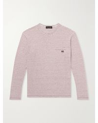 Wales Bonner - Hour Embroidered Striped Linen And Cotton-Blend T-Shirt - Lyst