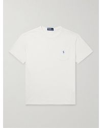 Polo Ralph Lauren - T-shirt in jersey di misto cotone e lino con logo ricamato - Lyst