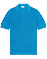 Altea - Waffle-knit Cotton Polo Shirt - Lyst