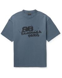 Balenciaga - Distressed Logo-print Cotton-jersey T-shirt - Lyst