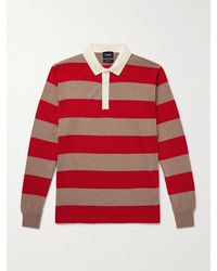 Drake's - Striped Merino Wool Polo Shirt - Lyst