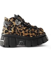 Vetements - New Rock Embellished Leopard-print Pony Hair Platform Sneakers - Lyst