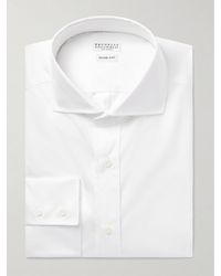 Brunello Cucinelli - Schmal geschnittenes Hemd aus Baumwoll-Twill mit Cutaway-Kragen - Lyst