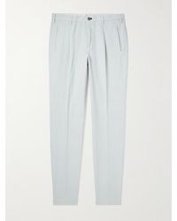 Incotex - Straight-leg Pleated Cotton And Linen-blend Trousers - Lyst