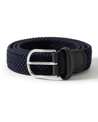 Anderson's - 3.5Cm Leather-Trimmed Woven Elastic Belt - Lyst