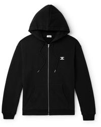 Celine - Logo-Embroidered Cotton And Cashmere-Blend Zip-Up Hoodie - Lyst