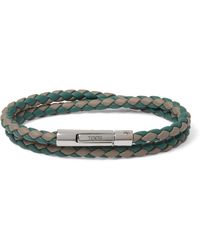 Tod's Woven Leather And Silver-tone Wrap Bracelet - Green