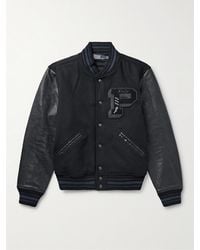 Polo Ralph Lauren - Collegejacke aus Leder und einer Wollmischung mit Logoapplikation und Stickerei - Lyst