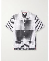 Thom Browne - Polohemd aus Baumwolle in Waffelstrick mit Streifen und Logoapplikation - Lyst